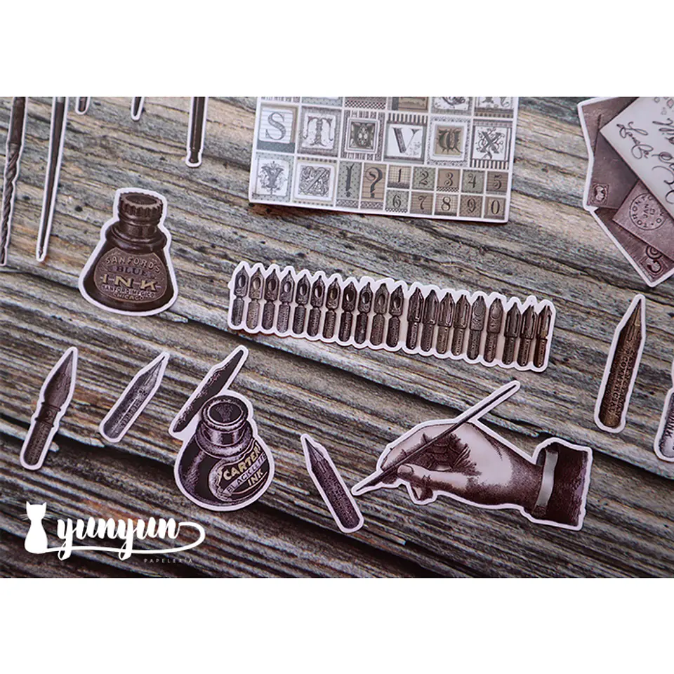 Stickers Escritura Vintage - 18 pzas 1