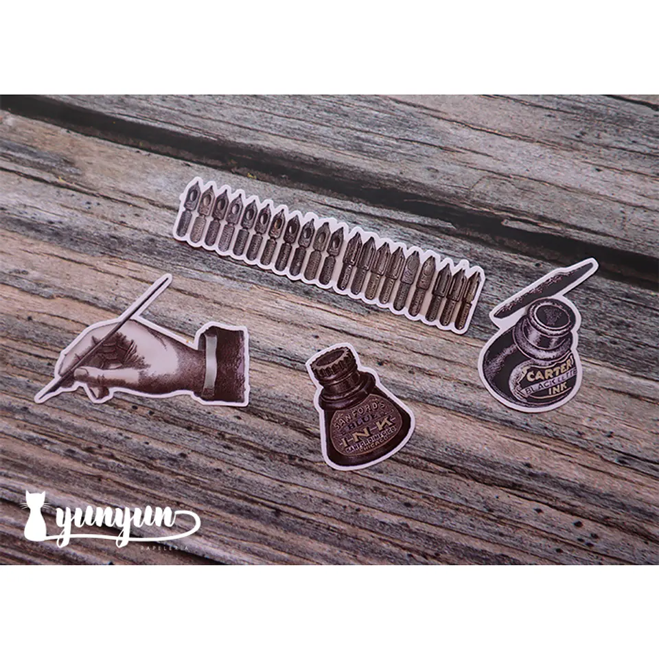 Stickers Escritura Vintage - 18 pzas 7