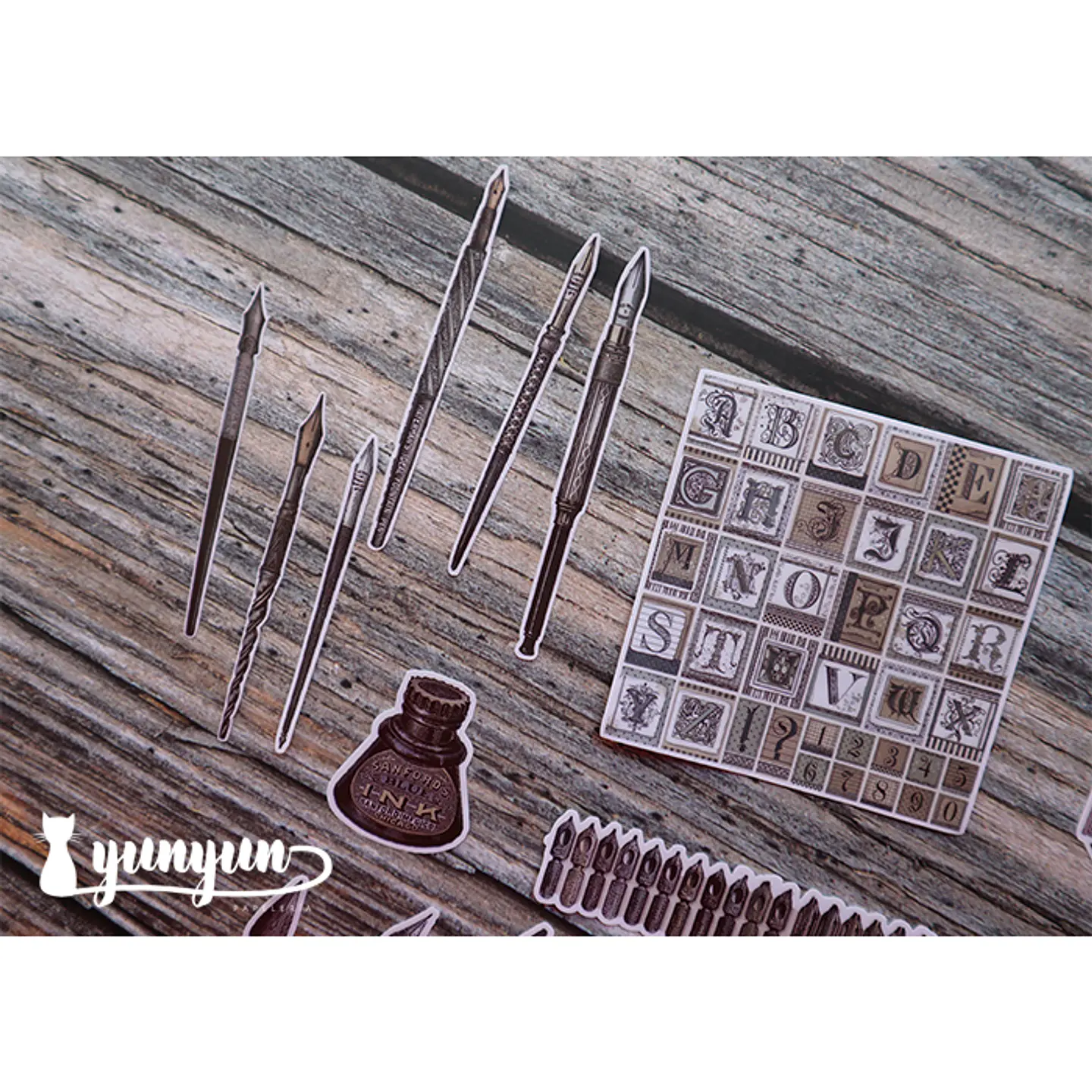 Stickers Escritura Vintage - 18 pzas 4