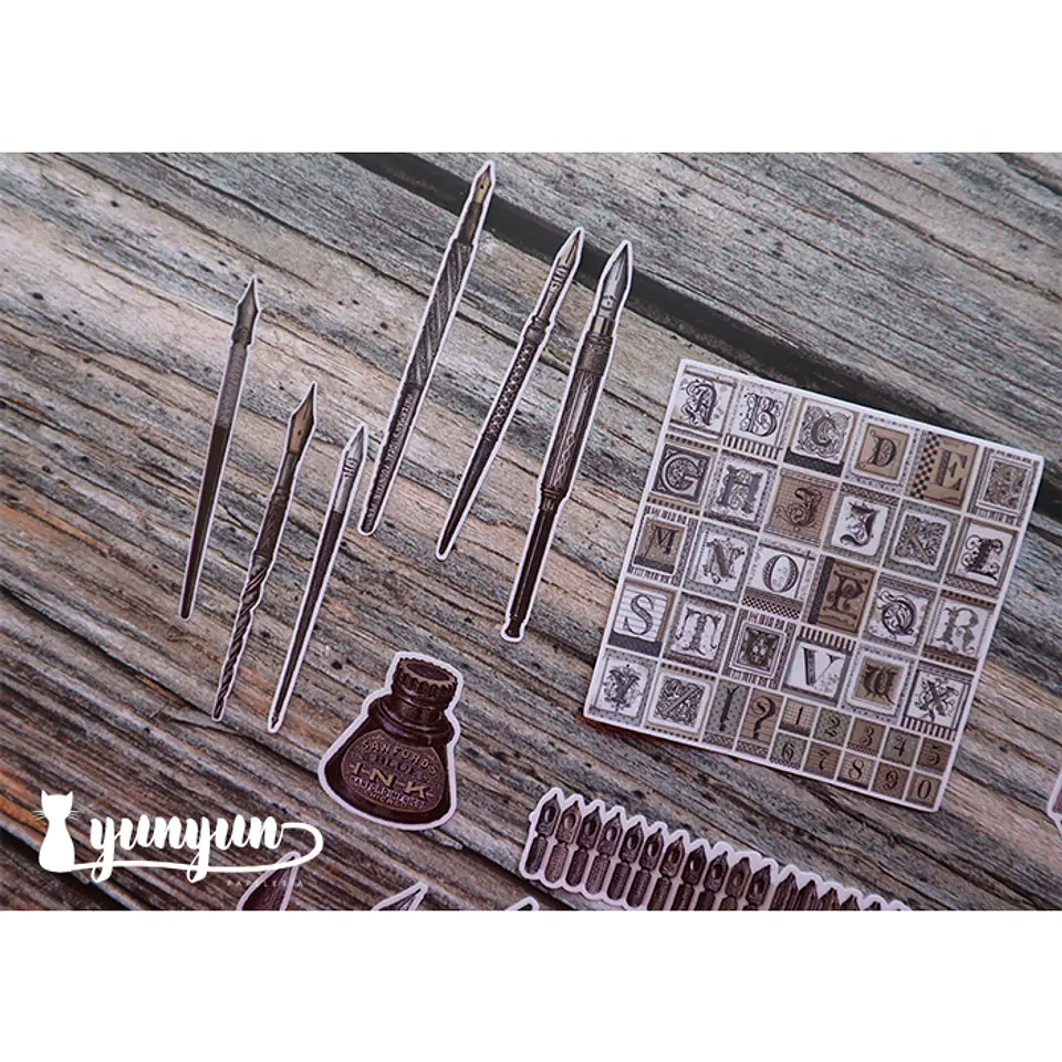 Stickers Escritura Vintage - 18 pzas 4