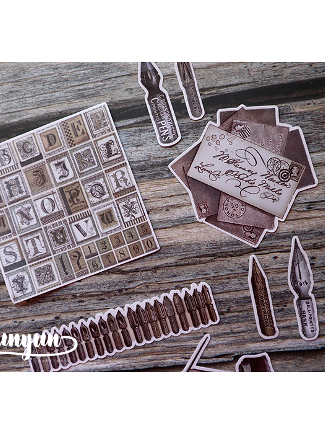 Stickers Escritura Vintage - 18 pzas 6