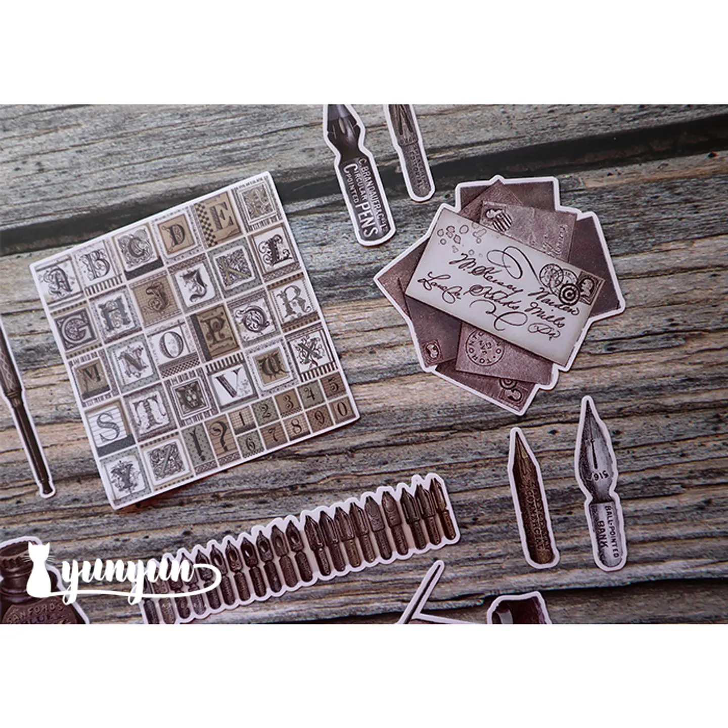 Stickers Escritura Vintage - 18 pzas 6