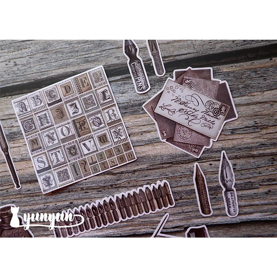 Stickers Escritura Vintage - 18 pzas 6