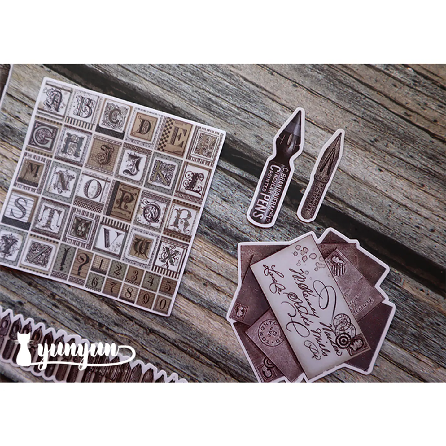 Stickers Escritura Vintage - 18 pzas 3