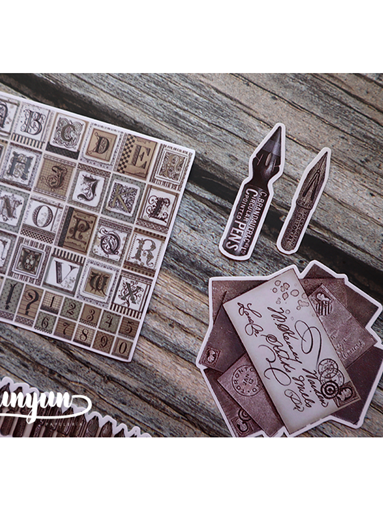 Stickers Escritura Vintage - 18 pzas 3