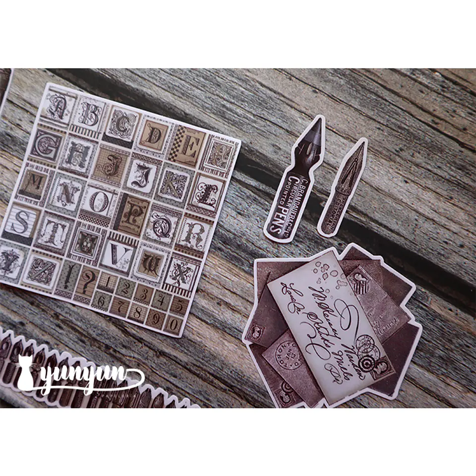 Stickers Escritura Vintage - 18 pzas 3