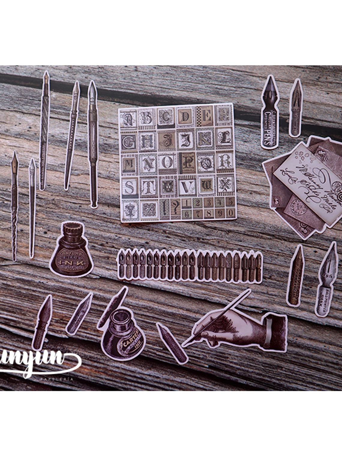 Stickers Escritura Vintage - 18 pzas 2