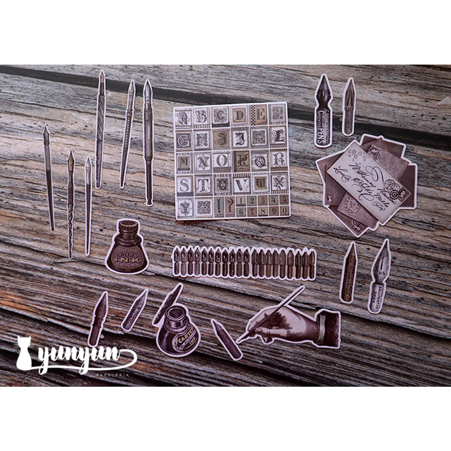 Stickers Escritura Vintage - 18 pzas 2