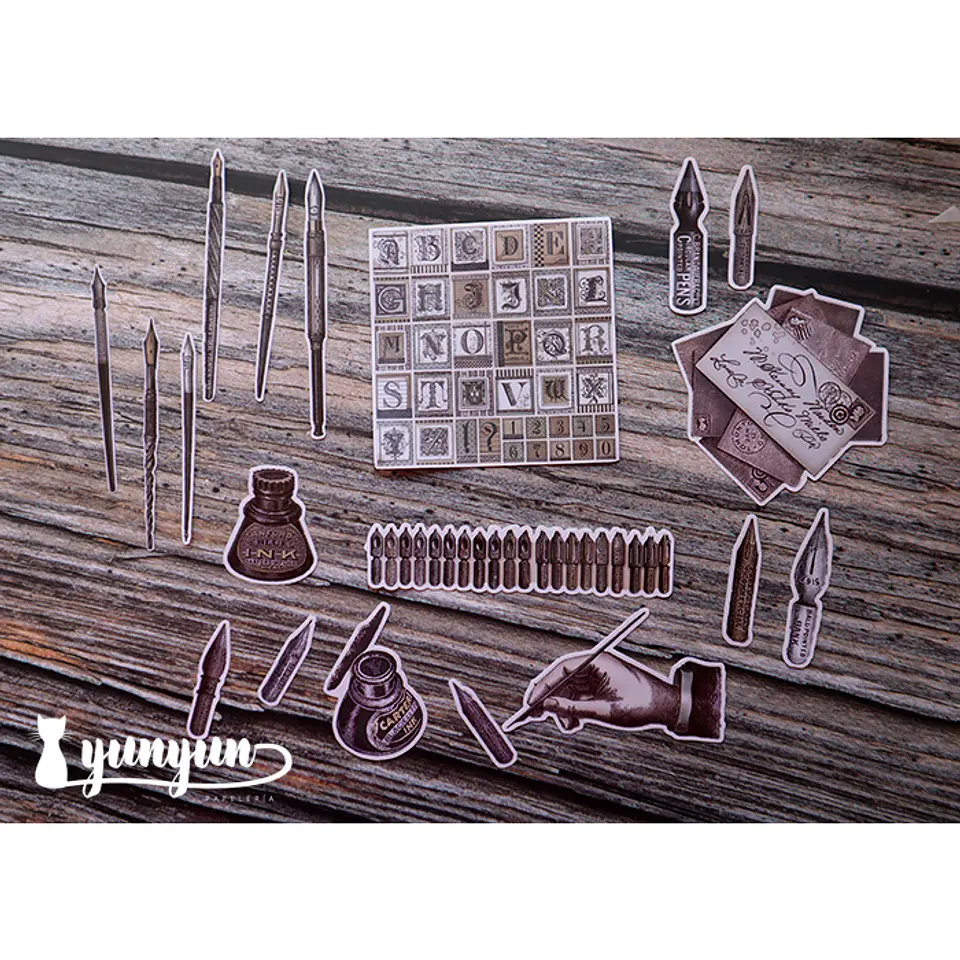 Stickers Escritura Vintage - 18 pzas 2