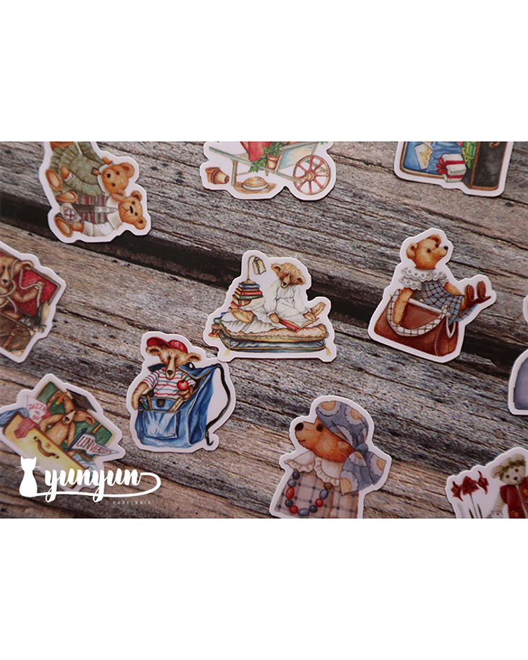 Stickers Vintage Teddy Bear - 40 pzas