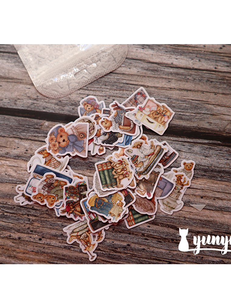 Stickers Vintage Teddy Bear - 40 pzas 8
