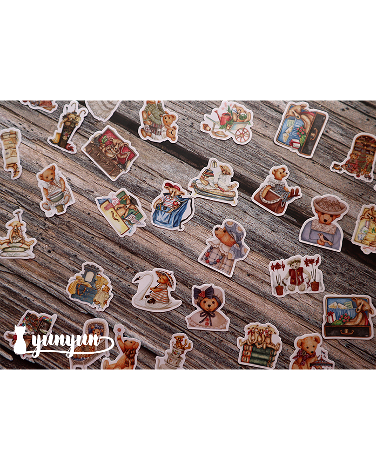 Stickers Vintage Teddy Bear - 40 pzas