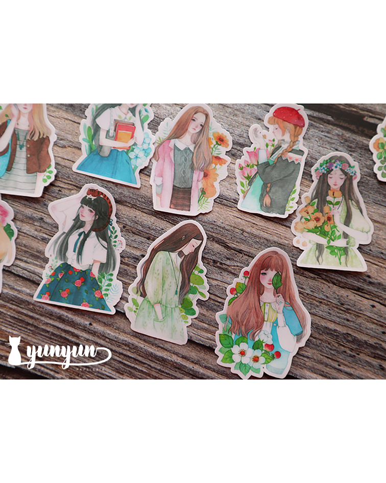 Stickers Girls & Flowers - 15 pzas