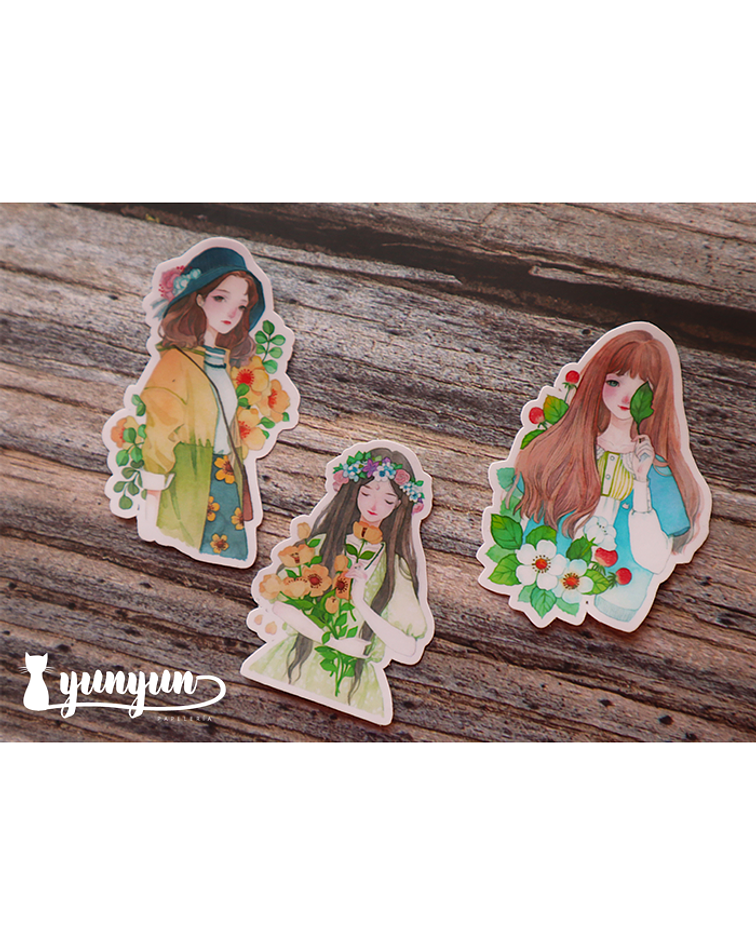 Stickers Girls & Flowers - 15 pzas