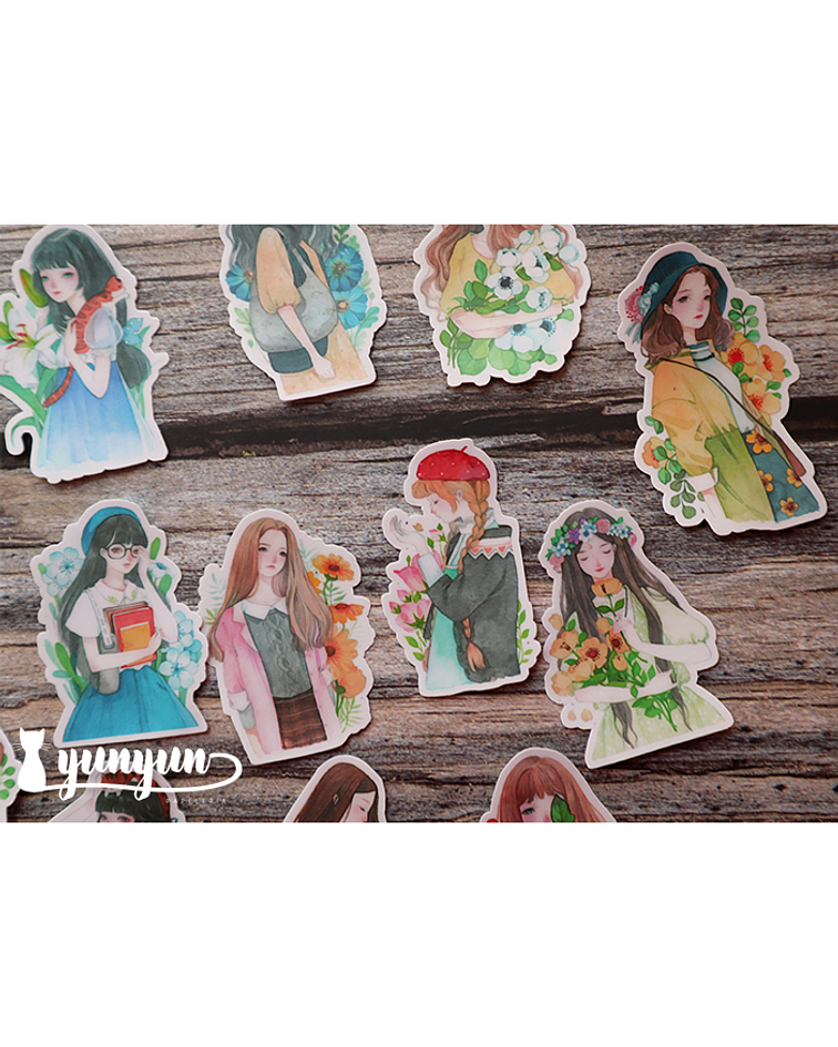 Stickers Girls & Flowers - 15 pzas
