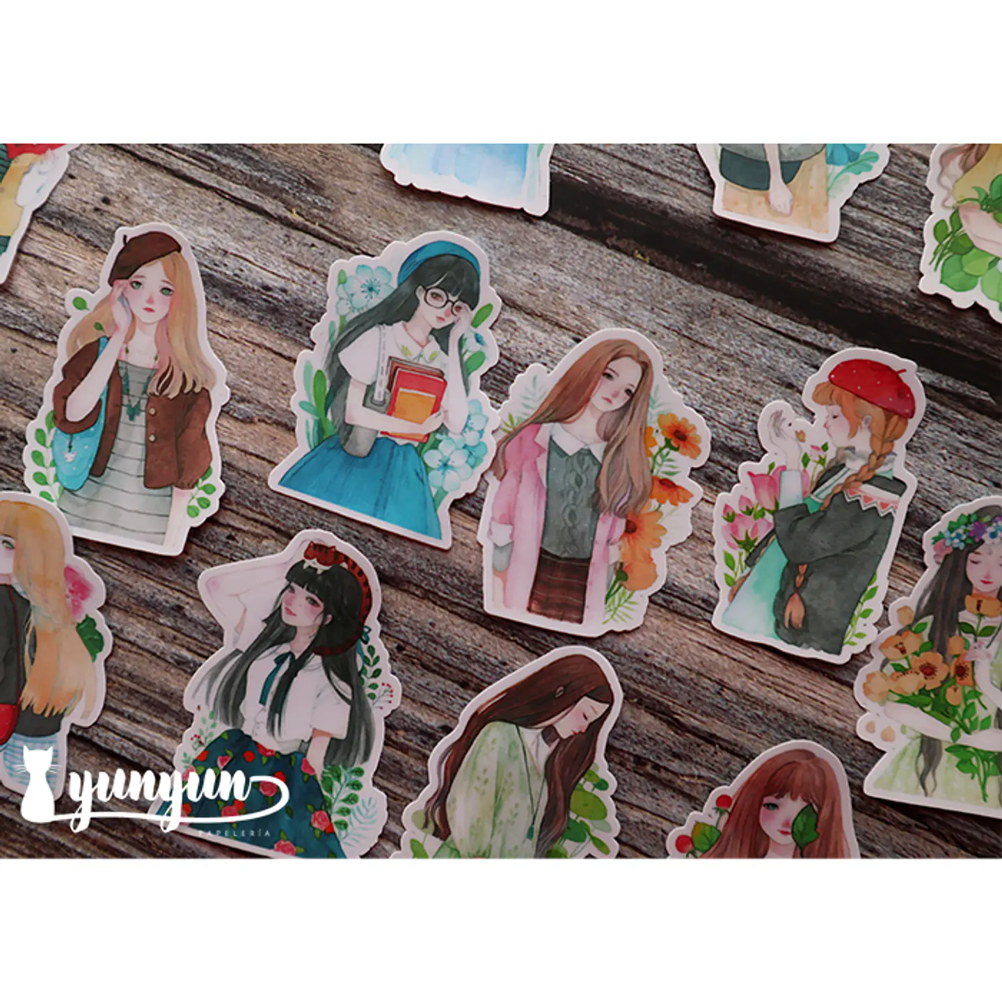 Stickers Girls & Flowers - 15 pzas 1
