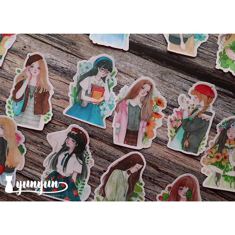Stickers Girls & Flowers - 15 pzas 1