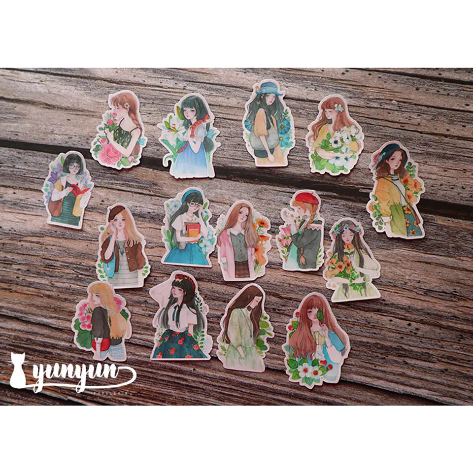 Stickers Girls & Flowers - 15 pzas 2