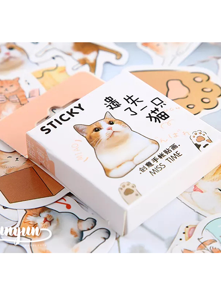 Caja Stickers Gato Orange Tabby - 45 pzas 2