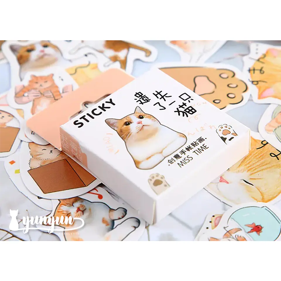 Caja Stickers Gato Orange Tabby - 45 pzas 2