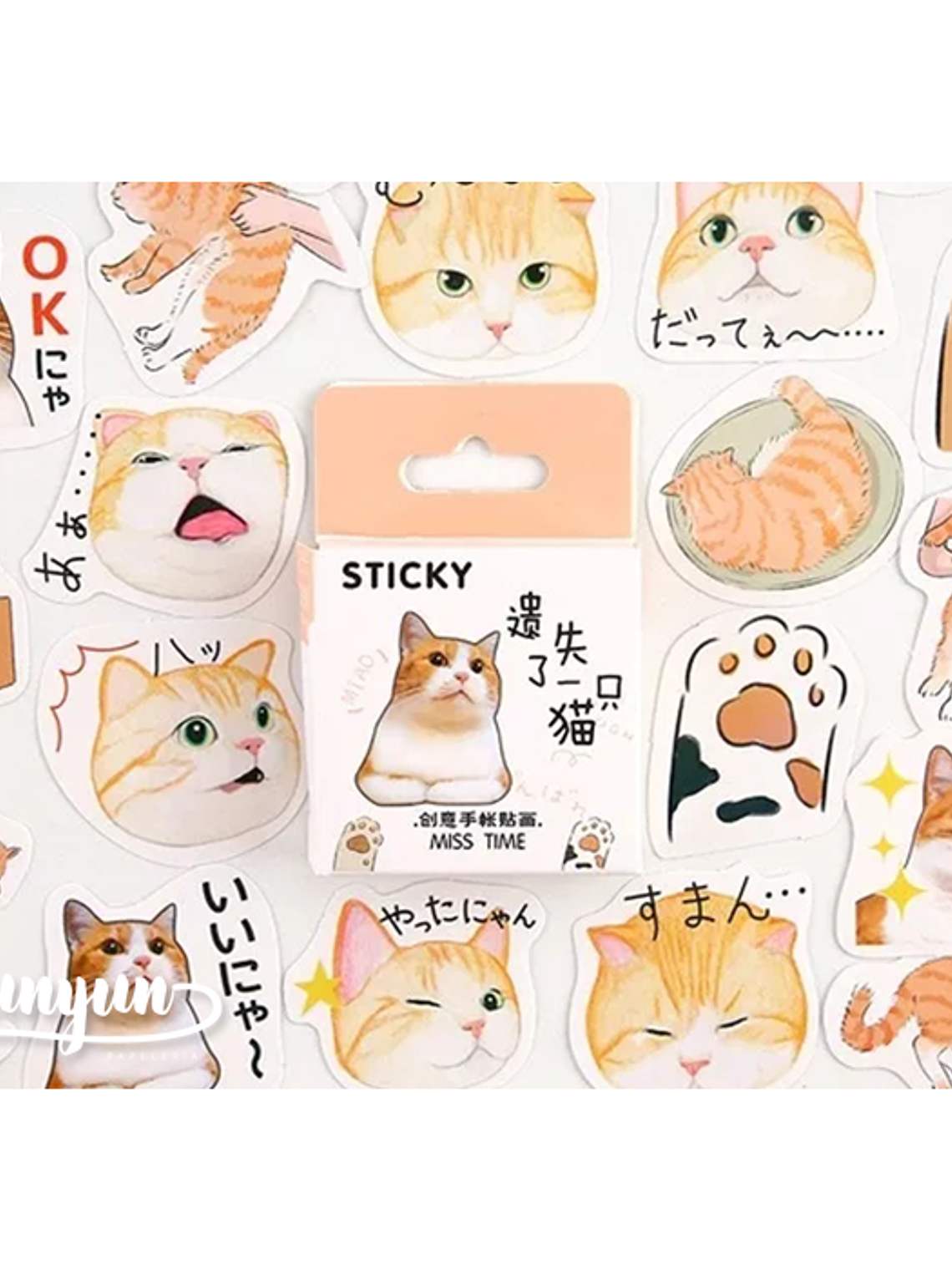 Caja Stickers Gato Orange Tabby - 45 pzas 1