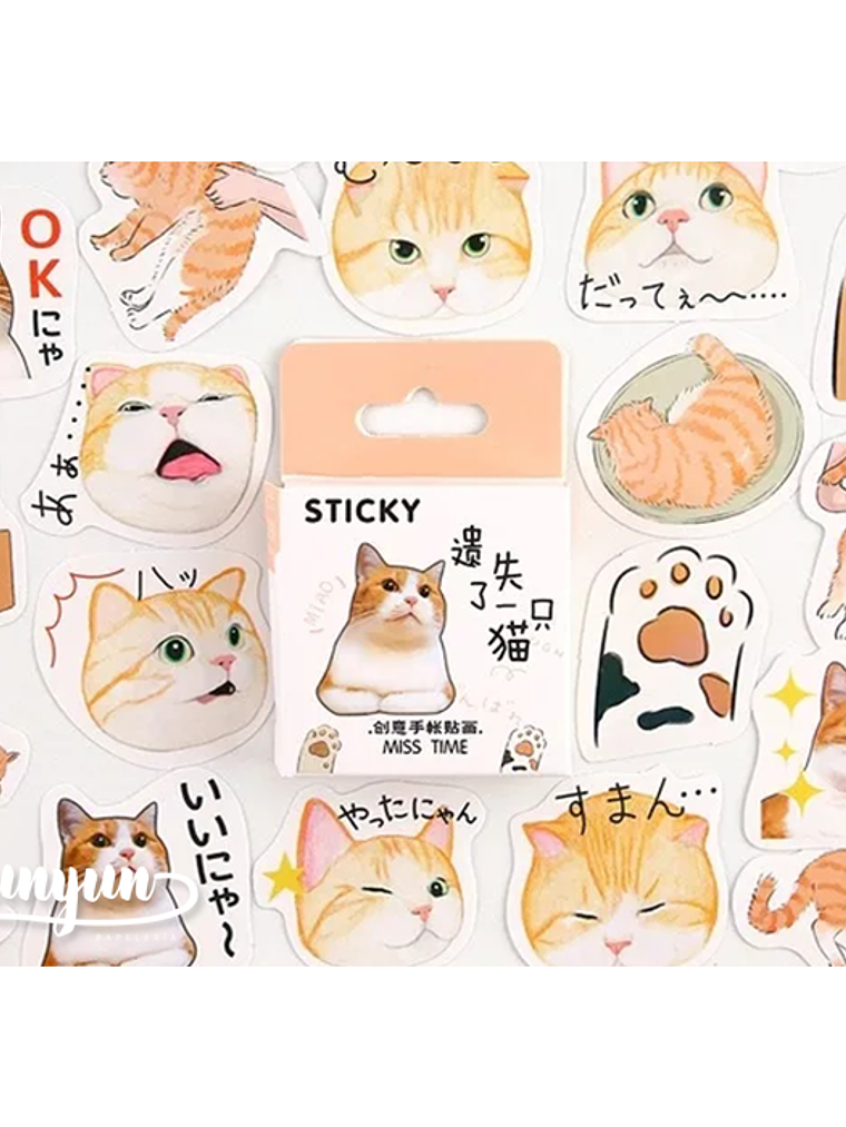 Caja Stickers Gato Orange Tabby - 45 pzas 1