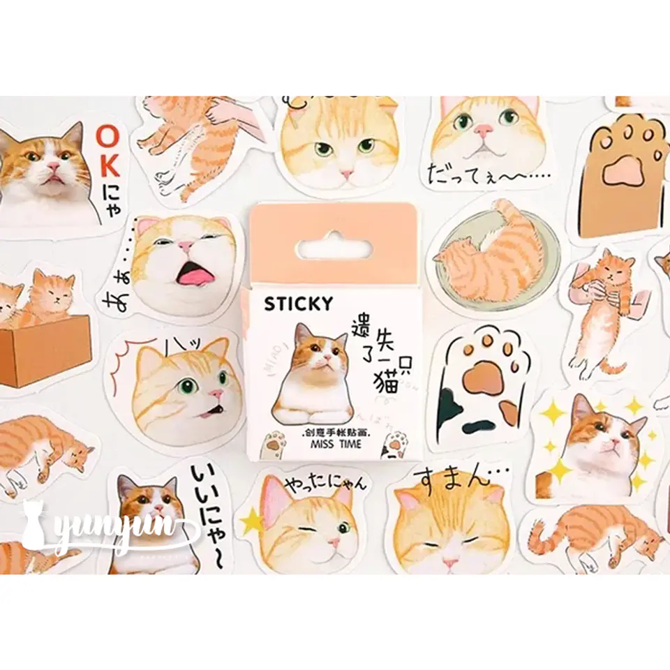 Caja Stickers Gato Orange Tabby - 45 pzas 1