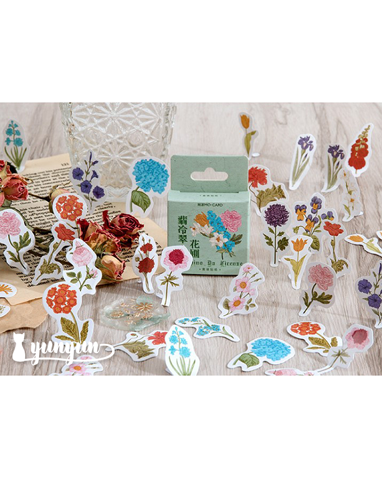 Caja Stickers Mix Flores - 45 pzas