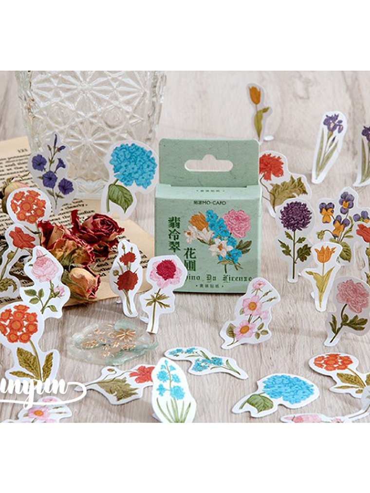 Caja Stickers Mix Flores - 45 pzas 2
