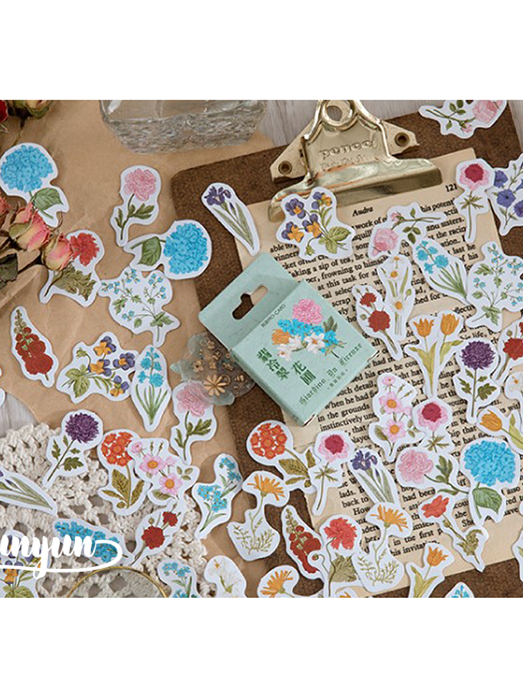 Caja Stickers Mix Flores - 45 pzas 1