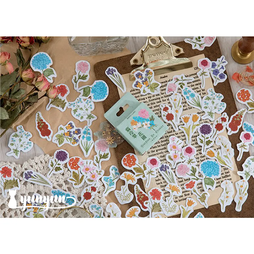 Caja Stickers Mix Flores - 45 pzas 1
