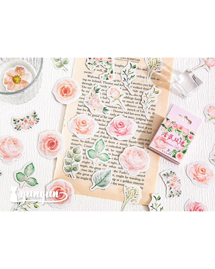 Caja Stickers Rosas - 45 pzas