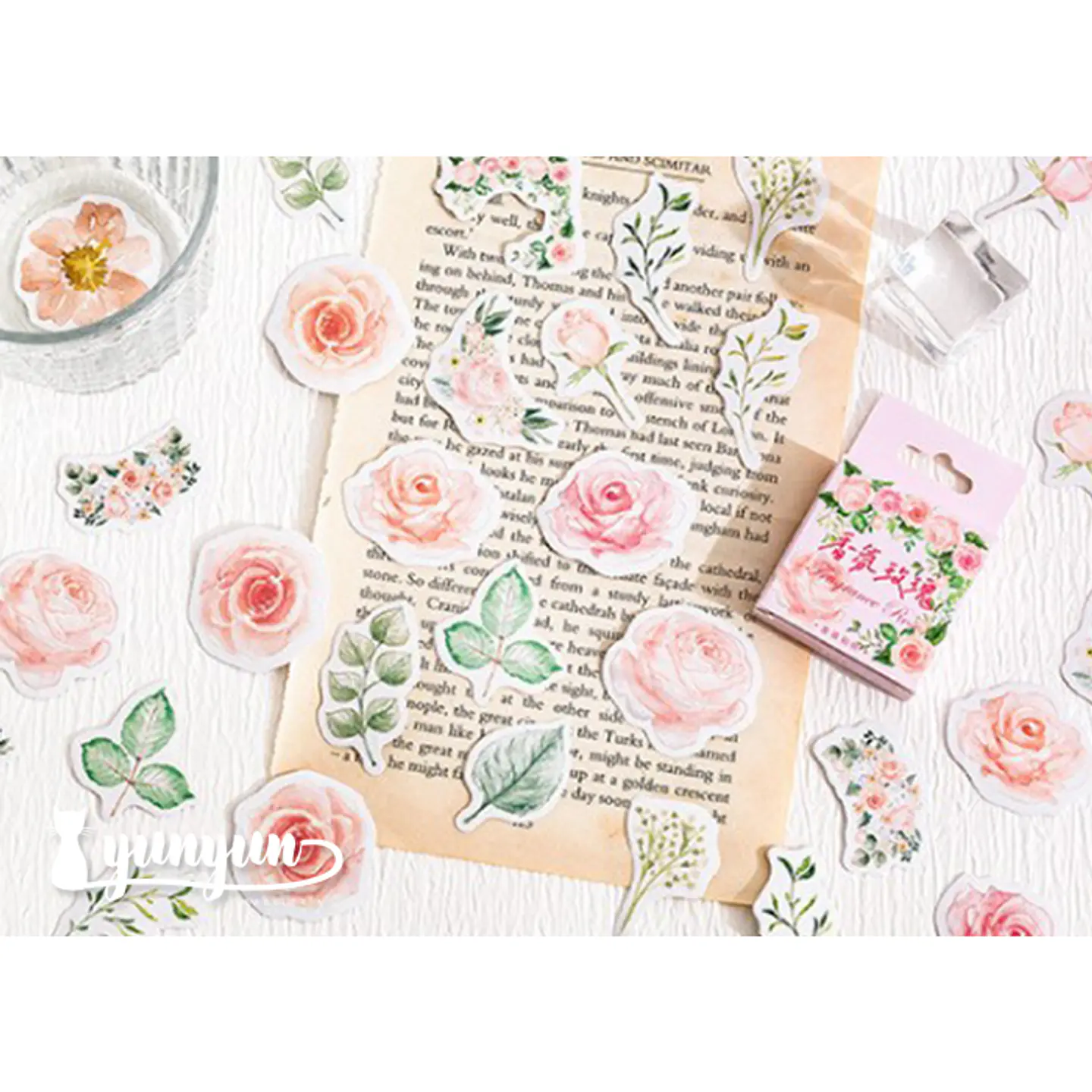 Caja Stickers Rosas - 45 pzas 2