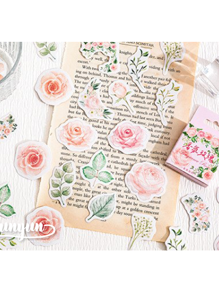 Caja Stickers Rosas - 45 pzas 2