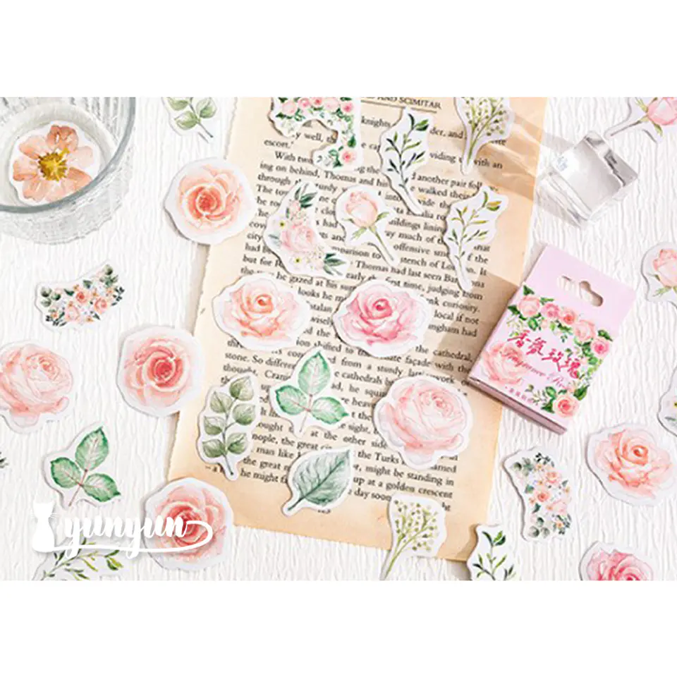 Caja Stickers Rosas - 45 pzas 2