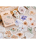 Caja Stickers Flores Pastel - 46 pzas