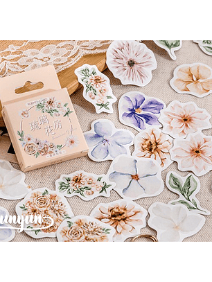 Caja Stickers Flores Pastel - 46 pzas