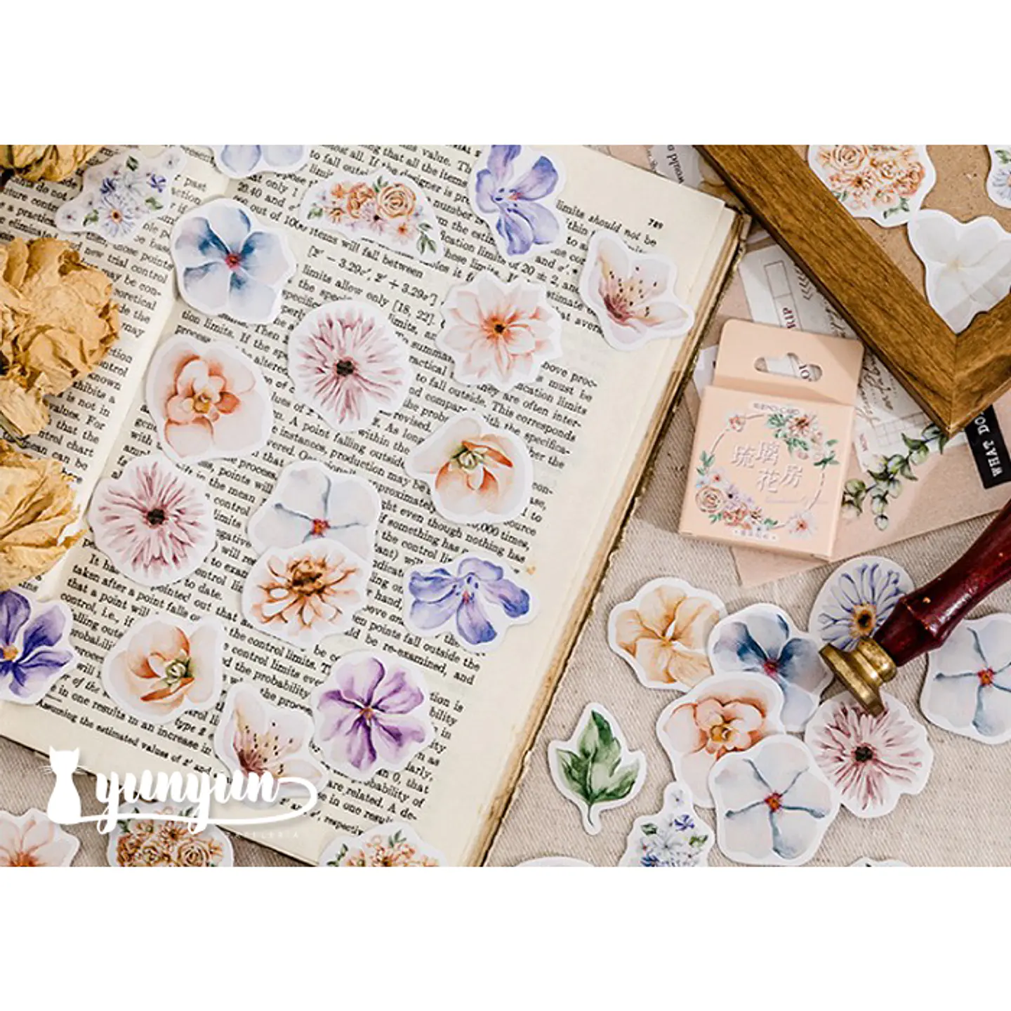 Caja Stickers Flores Pastel - 46 pzas 3