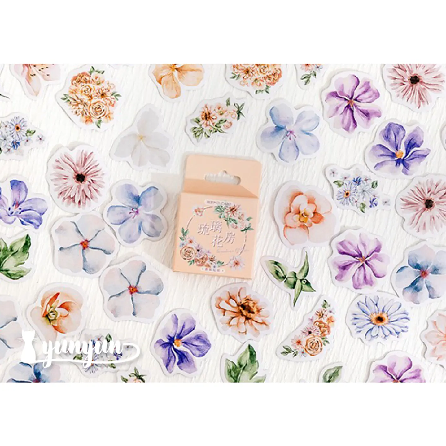 Caja Stickers Flores Pastel - 46 pzas 2