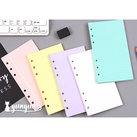 Repuesto Hojas Colores Libretas Binder - 45 pzas