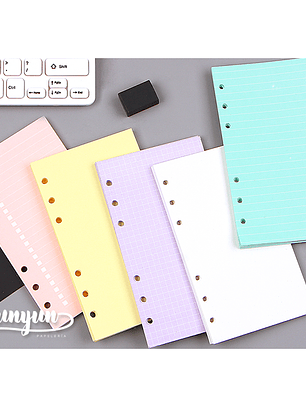 Repuesto Hojas Colores Libretas Binder - 45 pzas