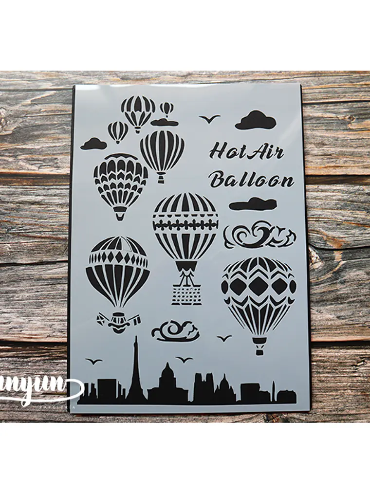Stencil Hot Air Balloon (A4) - 1 pza 1