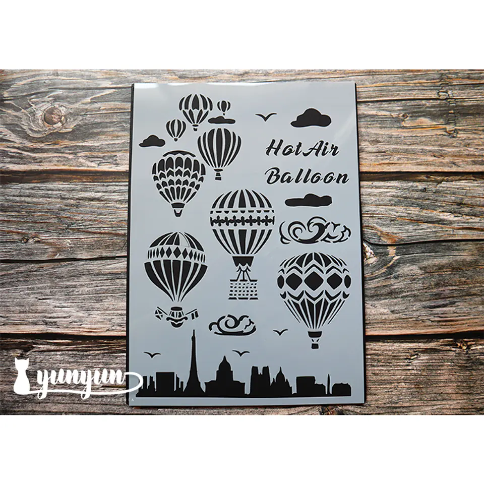 Stencil Hot Air Balloon (A4) - 1 pza 1