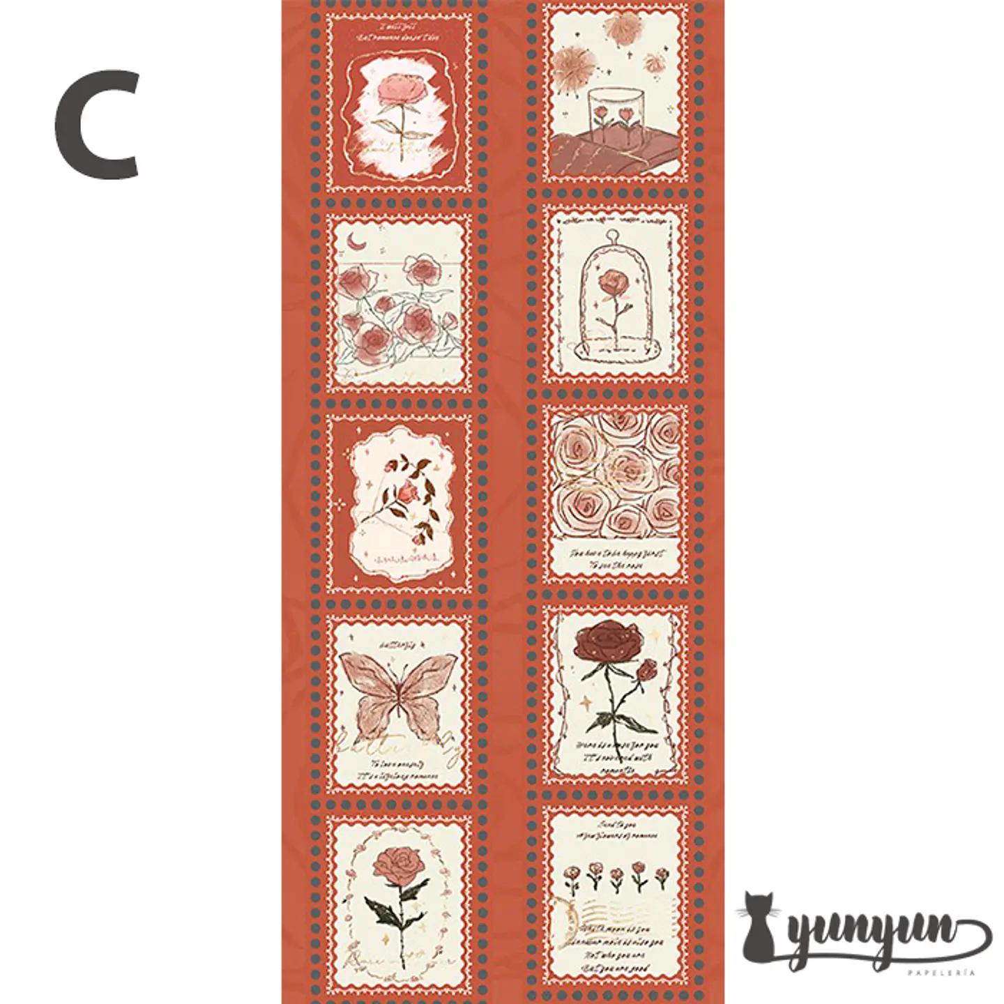 Washi Tapes Falling Rose -2,5cm 12
