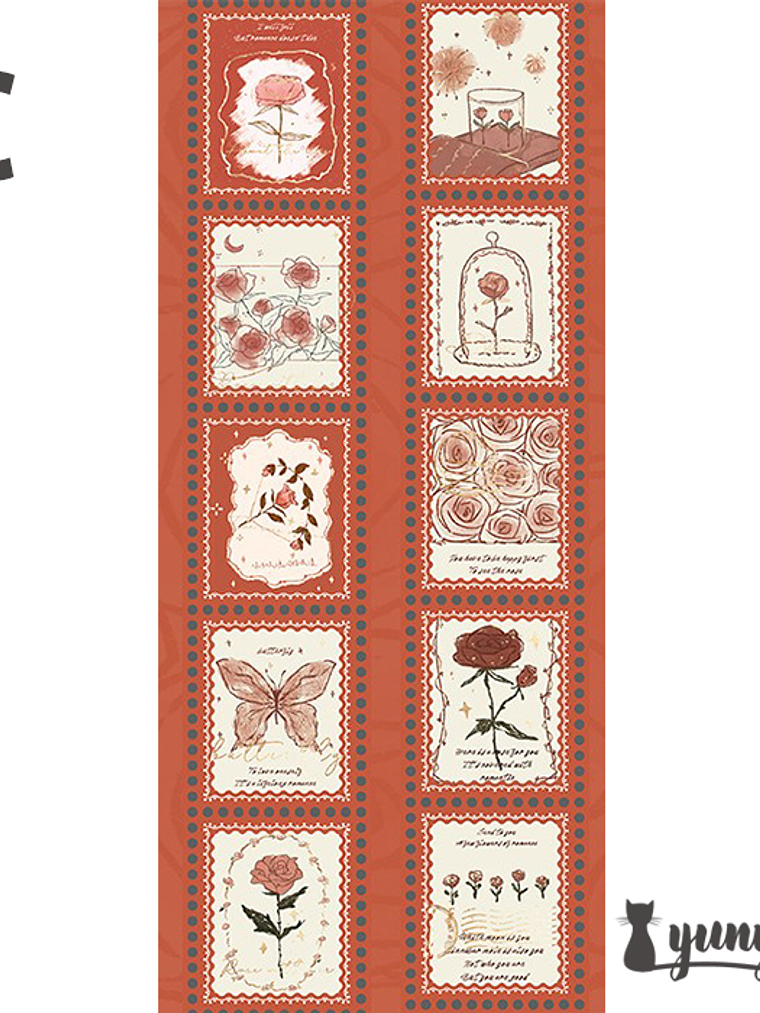 Washi Tapes Falling Rose -2,5cm 12