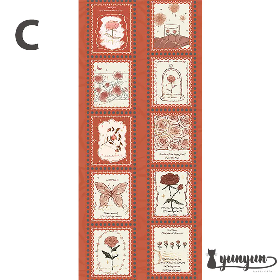 Washi Tapes Falling Rose -2,5cm 12