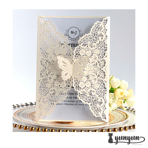 Tarjeta de invitaciones mariposa - 10 pzas
