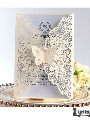 Tarjeta de invitaciones mariposa - 10 pzas