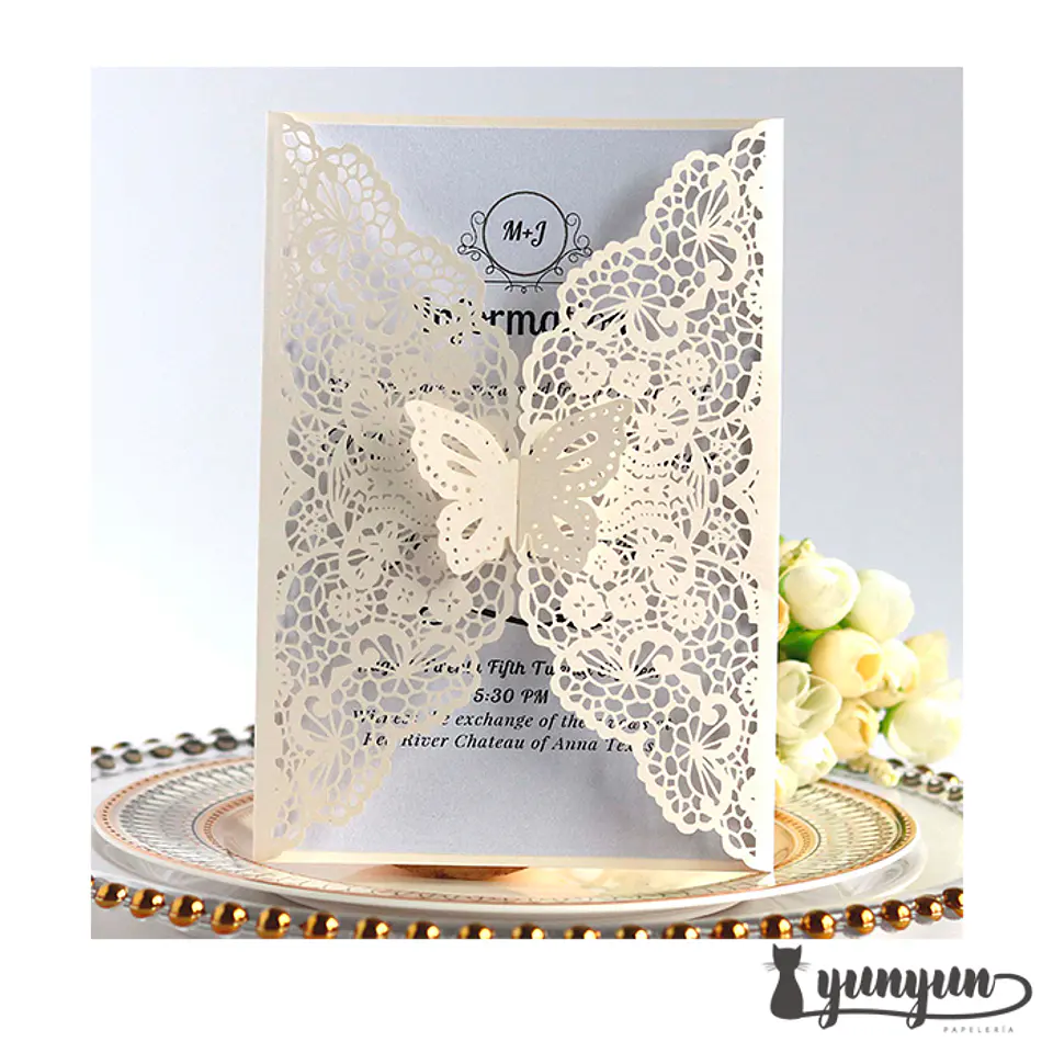 Tarjeta de invitaciones mariposa - 10 pzas 1