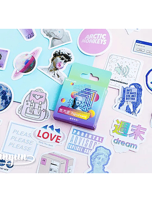 Caja Stickers Vapor Wave - 45 pzas